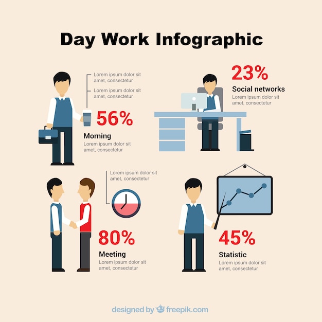 Flat Style Infographic for Day Work – Free to Download