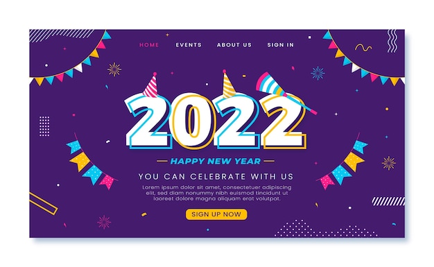 Hand Drawn Flat New Year Landing Page Template – Free Download