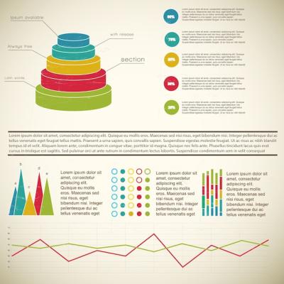 Vintage 3D Multicolored Diagram Infographic with Footnotes and Definitions – Free Download