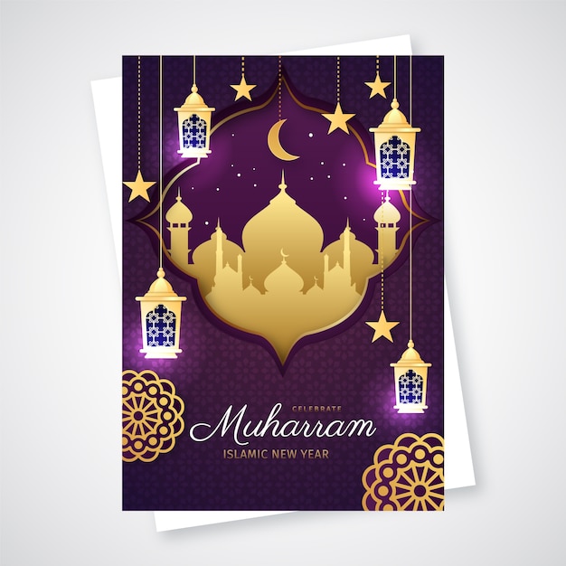 Gradient Islamic New Year Greeting Card â Download Free Stock Photo