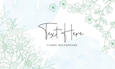 Beautiful Hand-Drawn Monoline Floral Background – Free Download