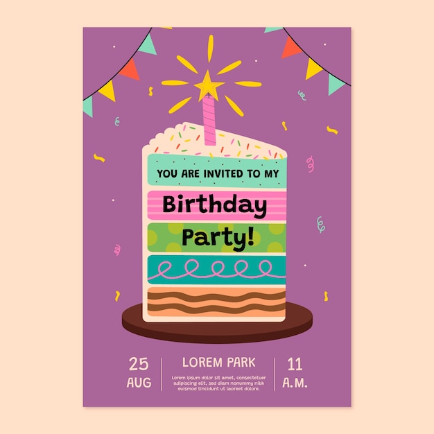 Hand Drawn Children’s Party Card Invitation – Free Download