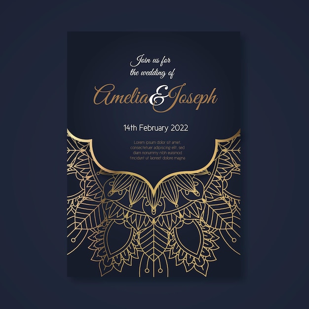 Golden Luxury Wedding Invitation Template – Free Download