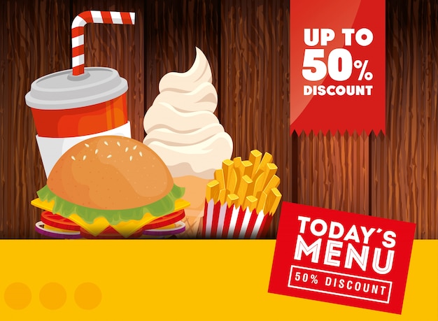 Fast Food Menu Banner with 50% Discount – Free Download