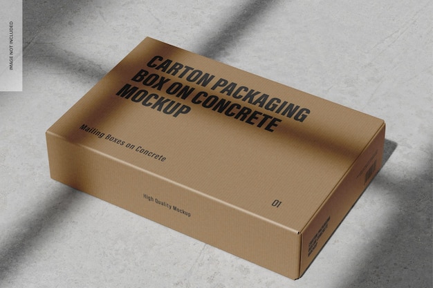 High Angle View of Carton Packaging Box on Concrete Mockup – Free Stock Photo, Download Free