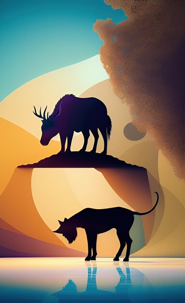 A Poster Featuring a Moose and a Black Cat – Free Stock Photo, Download for Free