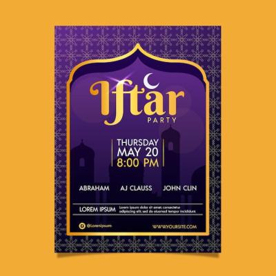 Flat Iftar Vertical Poster Template – Free Download