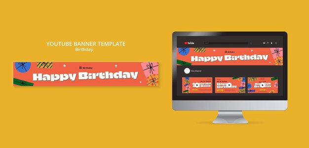 Birthday Party YouTube Banner Template – Free Download