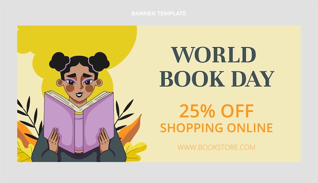 Hand Drawn World Book Day Sale Horizontal Banner – Free Download