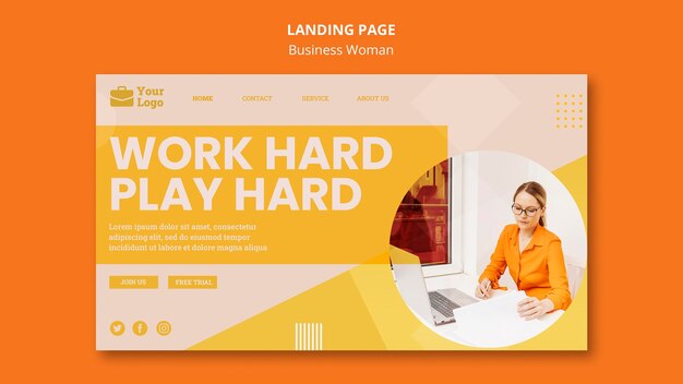 Business Woman Concept Landing Page Template – Free Download