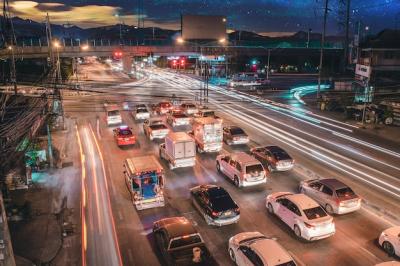 High Angle View of City Traffic at Night – Free Stock Photo for Download