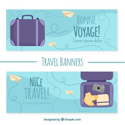 Hand-Drawn Luggage Travel Banners – Free Download