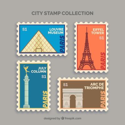 Pack of Four City Stamps – Download Free Stock Photo