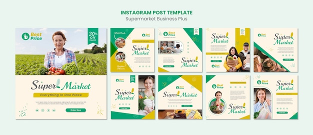 Geometric Supermarket Instagram Post Template – Free Download