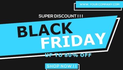 Black Friday Sale Banner on Blue and Black Background – Free Download