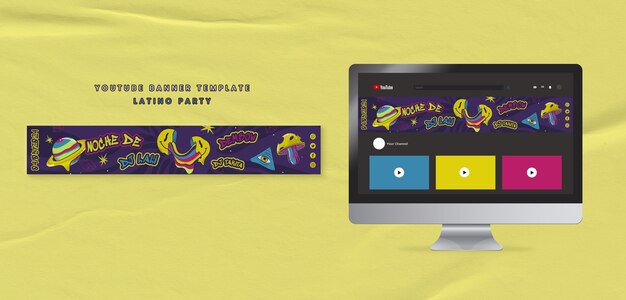 YouTube Banner Template for Latino Party – Free Download