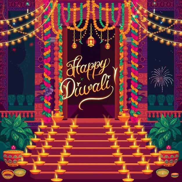 Beautiful Happy Diwali Poster Background Design – Free Download