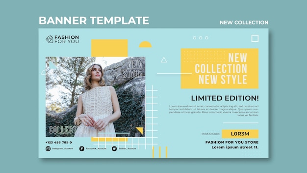 Fashion Collection Horizontal Banner Template Featuring Woman in Nature – Free Download