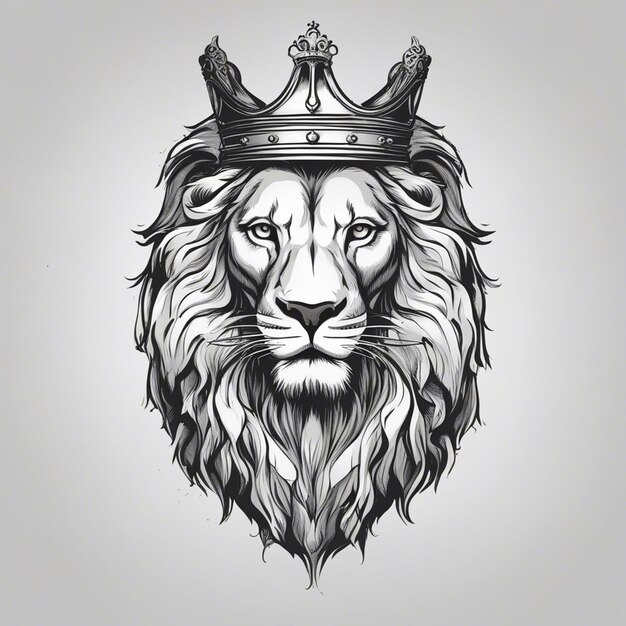 Lion Head Crown Logo: Elegant Black and White Design | Free Stock Photo Download