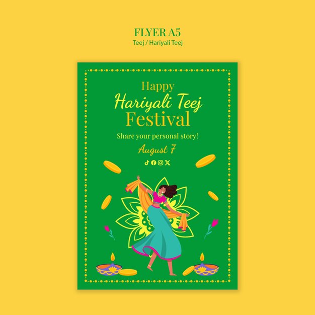 Hariyali Teej Celebration Template – Free Download, Download Free Stock Photo