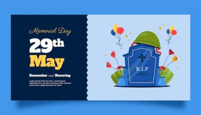 Horizontal Sale Banner Template for USA Memorial Day Celebration – Free Download