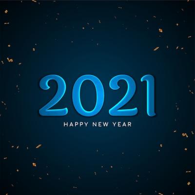 Bright Blue Text Background for Happy New Year 2021 – Free Download