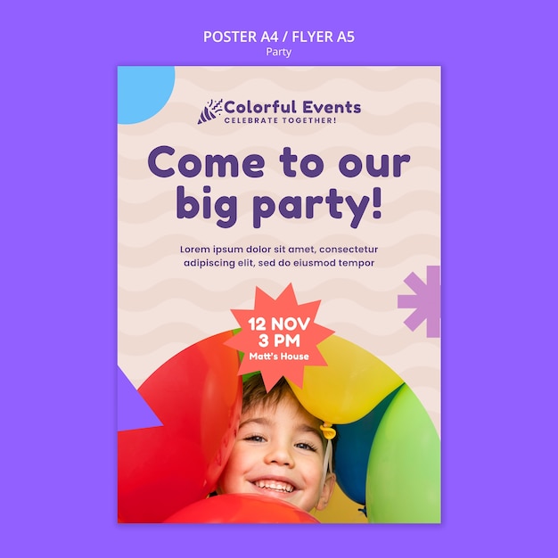 Flat Design Party Template – Free Download