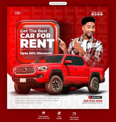 Car Rental and Automotive Social Media Banner Template – Free Download