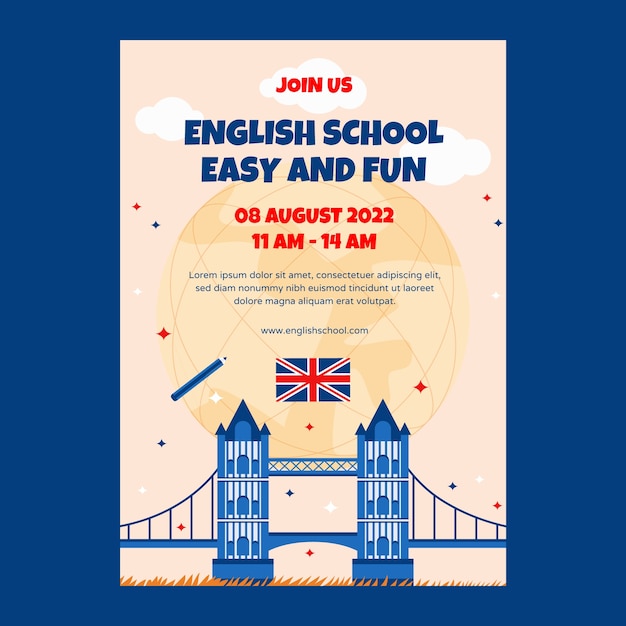 English School Poster Template – Free to Download