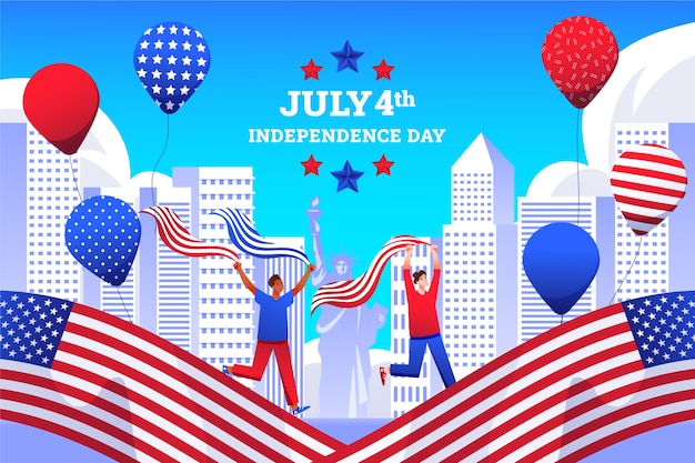 4th of July Celebration Background with Balloons – Free Download