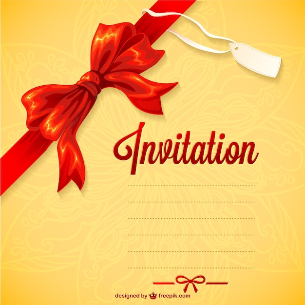 Yellow Invitation with Red Ribbon – Free Download Stock Photo