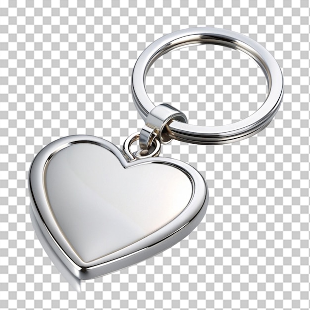 Silver Heart Keychain on Transparent Background – Free Download