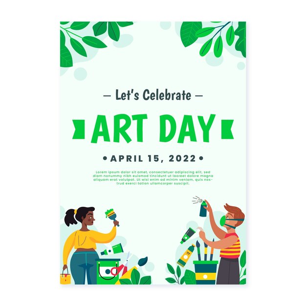 Vertical Poster Template for Flat World Art Day – Free Download