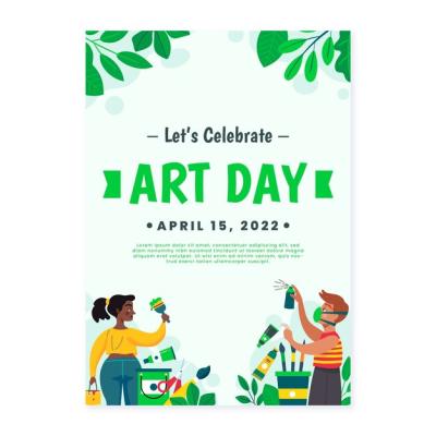 Vertical Poster Template for Flat World Art Day – Free Download