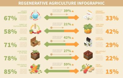 Regenerative Agriculture Infographic Set with Isometric Permaculture Symbols – Free Download