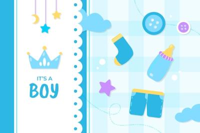 Hand Drawn Baby Boy Announcement Background – Free Download