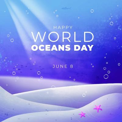 Hand Painted Watercolor World Oceans Day Illustration – Free Download