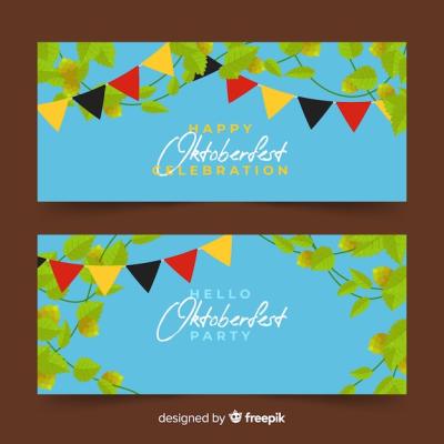 Oktoberfest Banners with Leaves and Garlands – Free Download