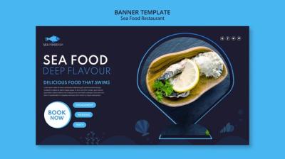 Seafood Concept Banner Template for Free Download