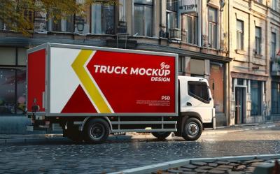 Box Truck Mockup for Stunning Visuals – Free Download