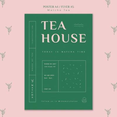 Matcha Tea House Poster Template – Free Download