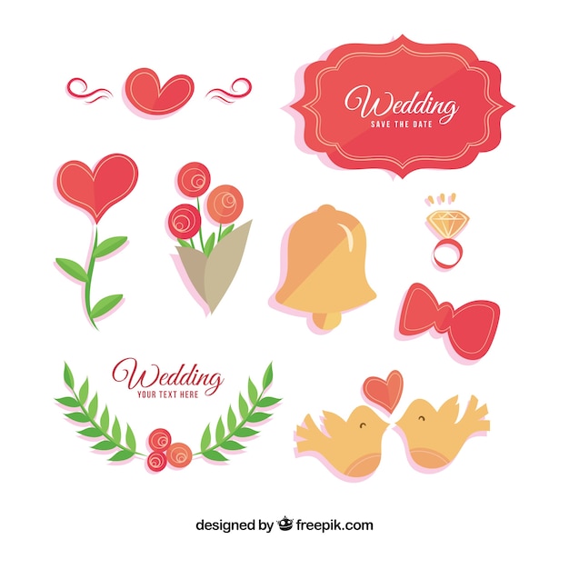 Decorative Wedding Items Vector Pack – Free Download