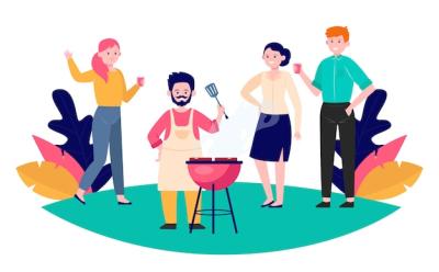 Happy Friends Enjoying Barbecue Party – Free Download