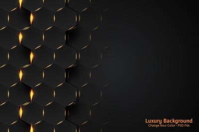 Abstract Black and Gold Hexagonal Luxury Background – Free Download