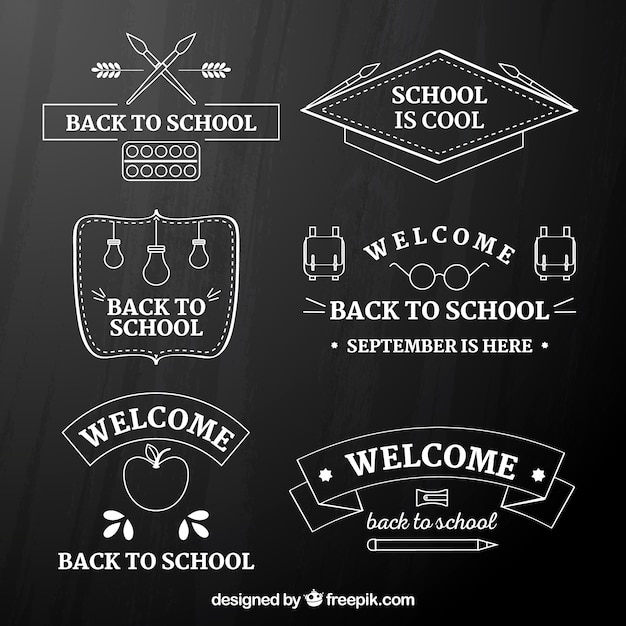 Back to School Badges in Blackboard Style – Free Download