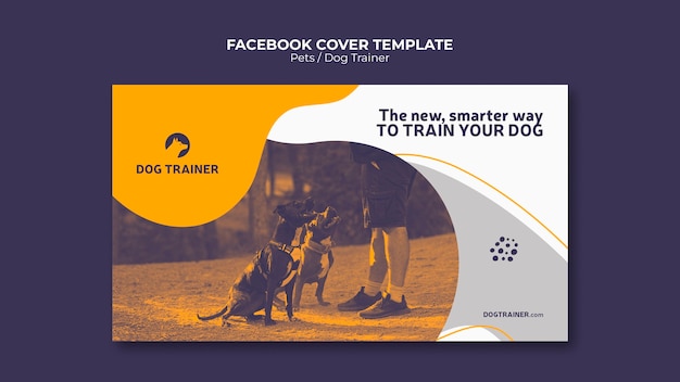 Dynamic Shapes Dog Trainer Facebook Cover – Download Free Stock Photo