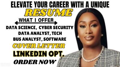 I Will Edit Data Science, Business Analyst, Data Analyst, Cyber Security Resume Writing