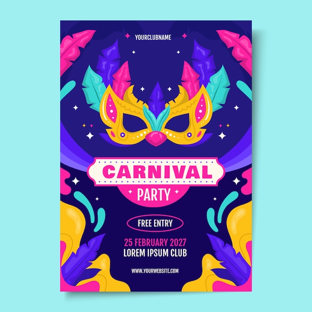 Flat Carnival Party Vertical Flyer Template – Free Download