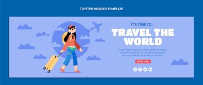 Flat Design Travel Twitter Header – Free Download