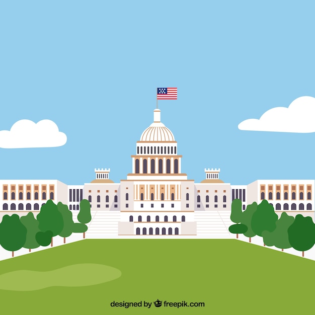 US Congress Building Flat Design – Free Download